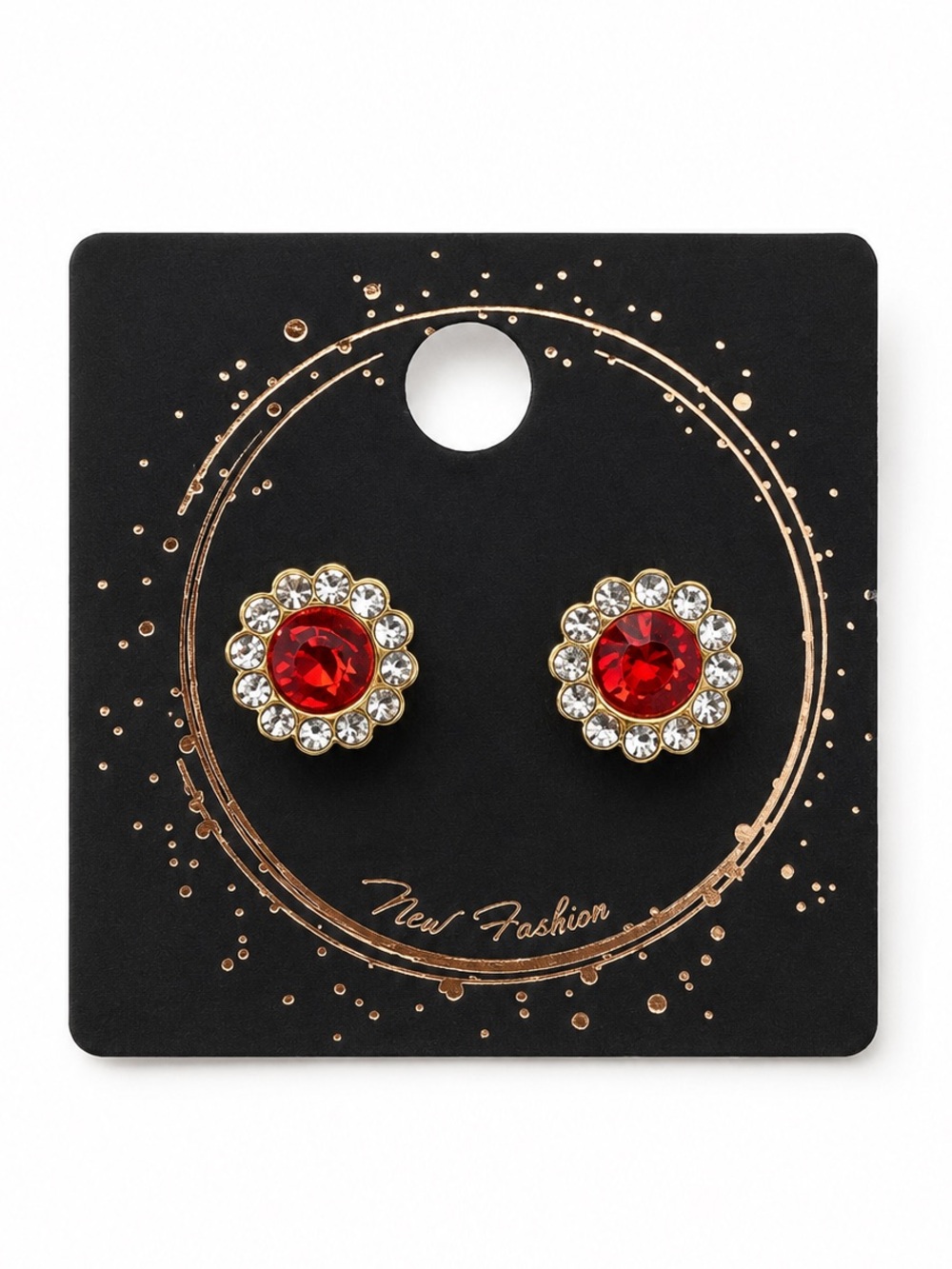 Red Flower Stud Earrings